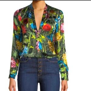 Alice+Olivia “Amos” floral burnout blouse small